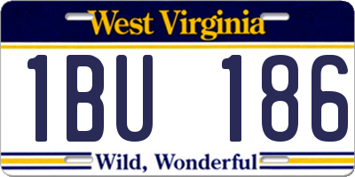 WV license plate 1BU186