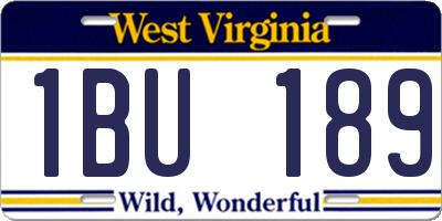 WV license plate 1BU189