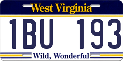WV license plate 1BU193