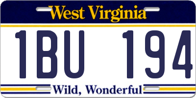 WV license plate 1BU194