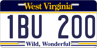 WV license plate 1BU200