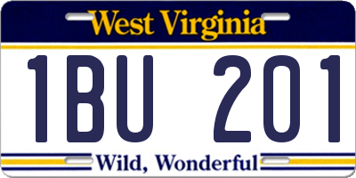 WV license plate 1BU201