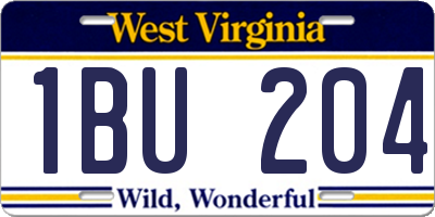 WV license plate 1BU204