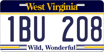 WV license plate 1BU208
