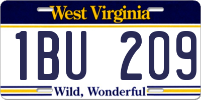 WV license plate 1BU209