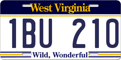 WV license plate 1BU210