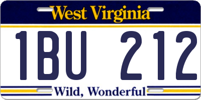 WV license plate 1BU212