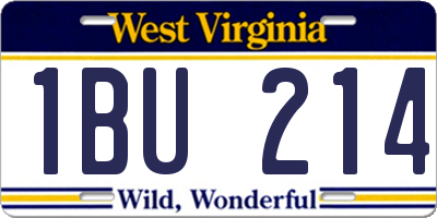 WV license plate 1BU214