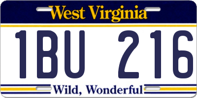 WV license plate 1BU216