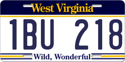WV license plate 1BU218