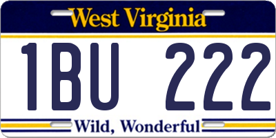 WV license plate 1BU222