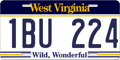 WV license plate 1BU224