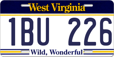 WV license plate 1BU226