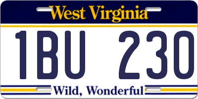 WV license plate 1BU230