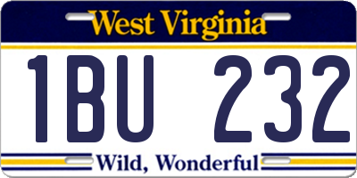 WV license plate 1BU232