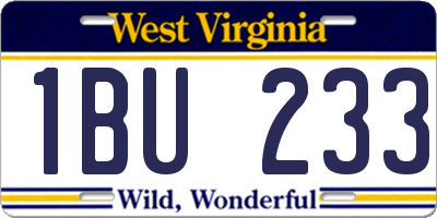 WV license plate 1BU233
