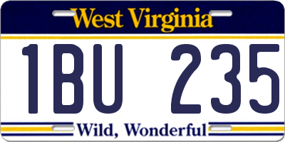 WV license plate 1BU235