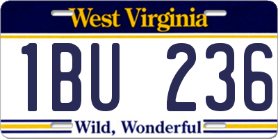 WV license plate 1BU236
