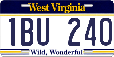 WV license plate 1BU240