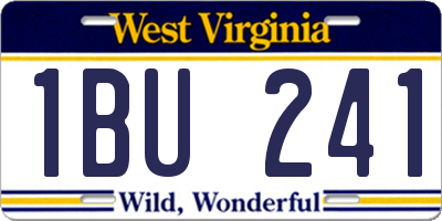 WV license plate 1BU241