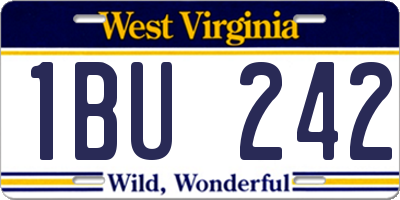 WV license plate 1BU242