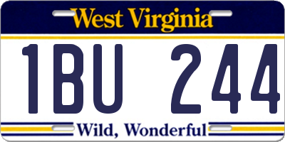 WV license plate 1BU244