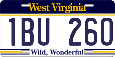 WV license plate 1BU260