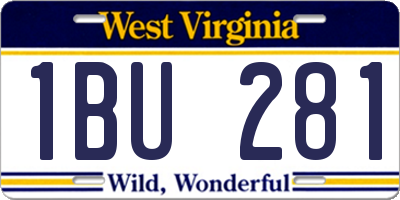 WV license plate 1BU281