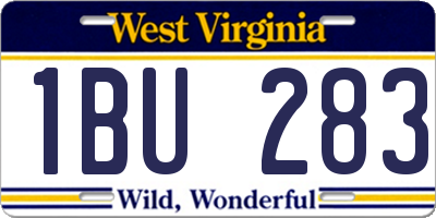 WV license plate 1BU283
