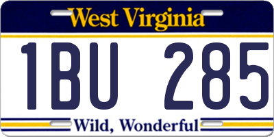 WV license plate 1BU285