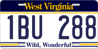 WV license plate 1BU288