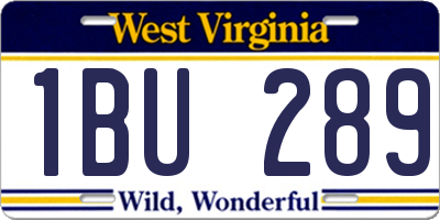 WV license plate 1BU289