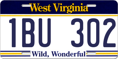 WV license plate 1BU302