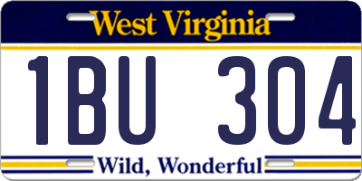 WV license plate 1BU304