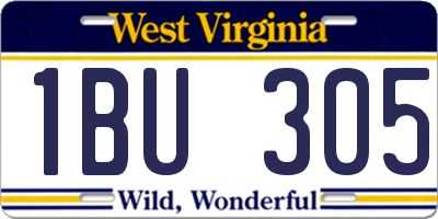 WV license plate 1BU305