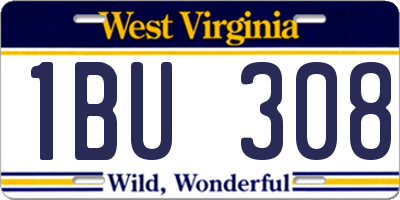 WV license plate 1BU308