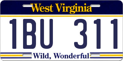 WV license plate 1BU311