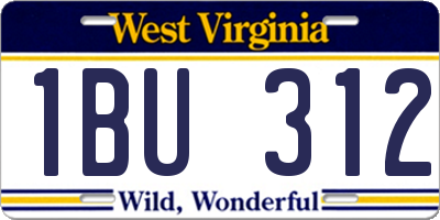 WV license plate 1BU312