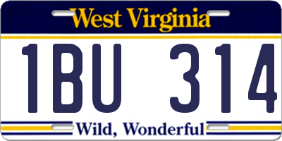 WV license plate 1BU314