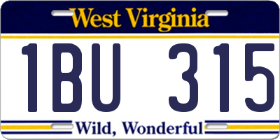 WV license plate 1BU315