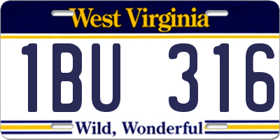 WV license plate 1BU316