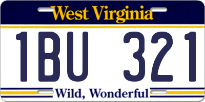 WV license plate 1BU321