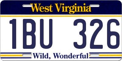 WV license plate 1BU326