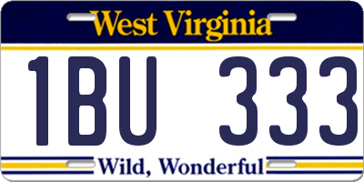 WV license plate 1BU333