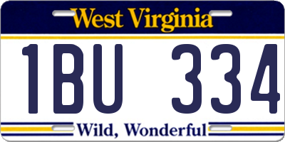 WV license plate 1BU334