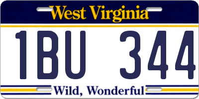 WV license plate 1BU344