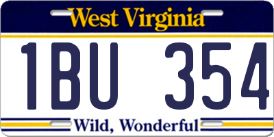 WV license plate 1BU354
