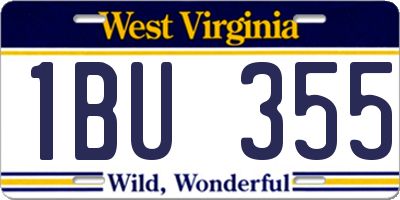 WV license plate 1BU355