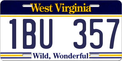WV license plate 1BU357