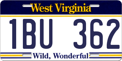 WV license plate 1BU362